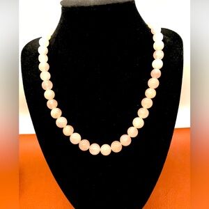 Natural Pink  Rose Quartz Vtg Bead Gems Elegant Necklace